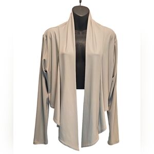 [Sympli] Flowy Waterfall Long Sleeve Dressy Open Front Jacket Soft Beige Sz 14